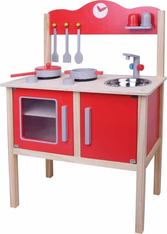 Houten speelkeuken rood